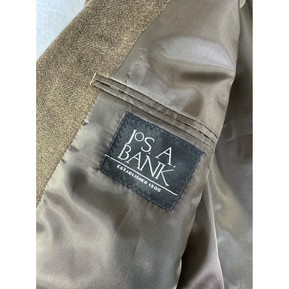 Jos. A. Bank Blazer‎ Mens 42R Olive Brown 100% Wool Herringbone Sport Coat - Picture 3 of 10